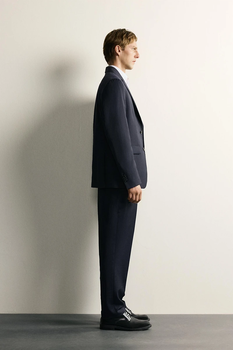 100% WOOL PINSTRIPE REGULAR FIT SUIT PANTS