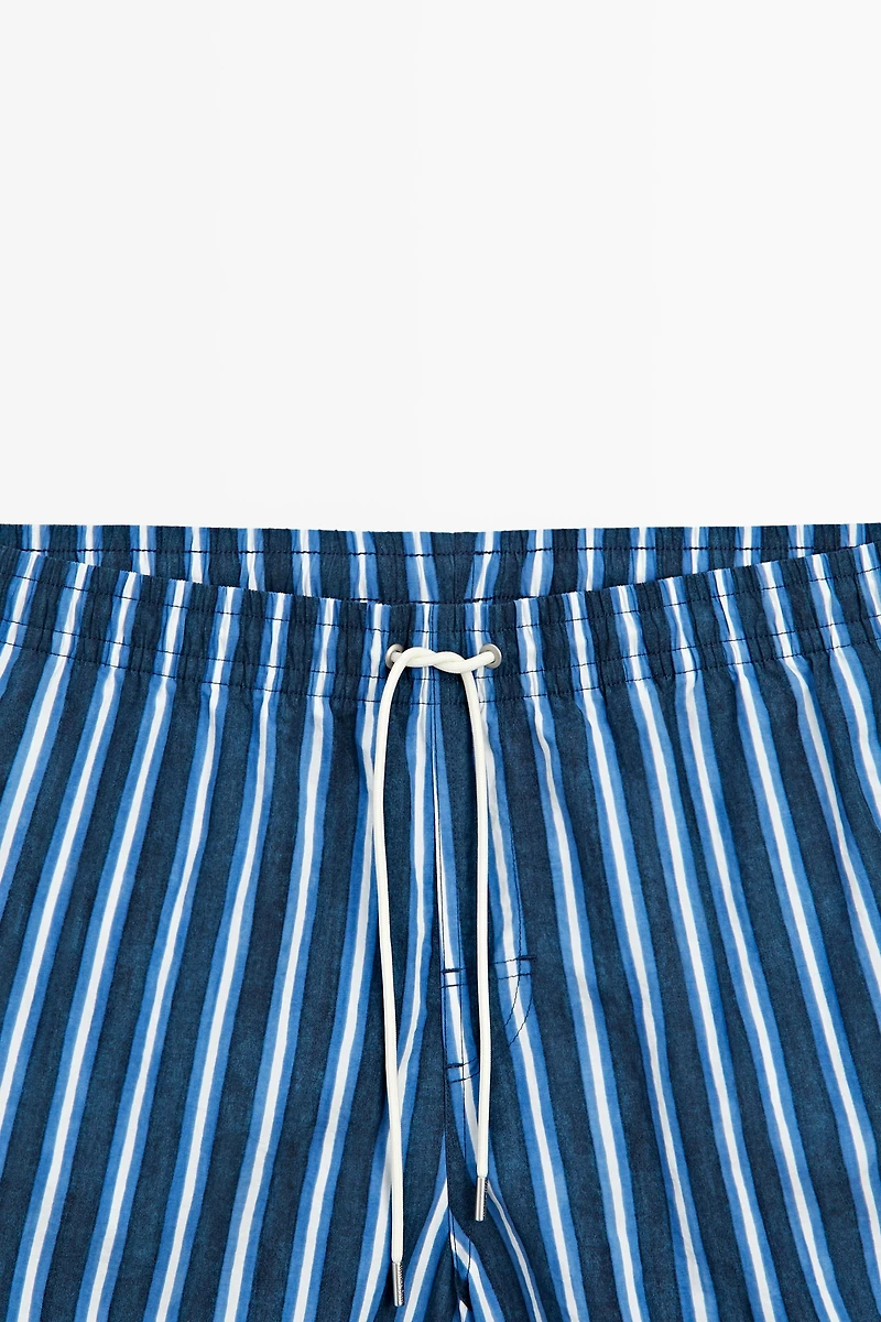 Tri-color striped swimming trunks