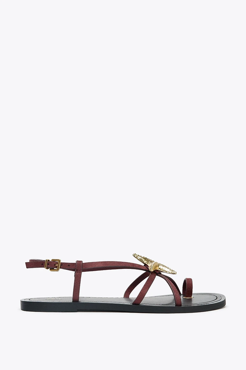 STRAPPY SANDALS WITH METALLIC DETAIL