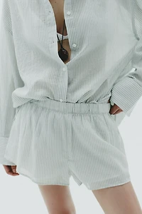 STRIPED GAUZE PAJAMA SHORTS