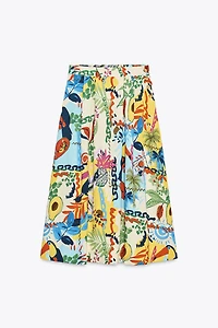 JUPE MIDI CAPE À IMPRIMÉ TROPICAL
