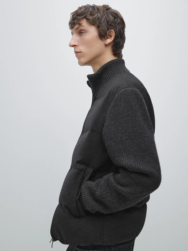 Knit down blend puffer jacket