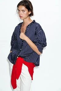 STRIPED BALLOON SLEEVE SHIRT