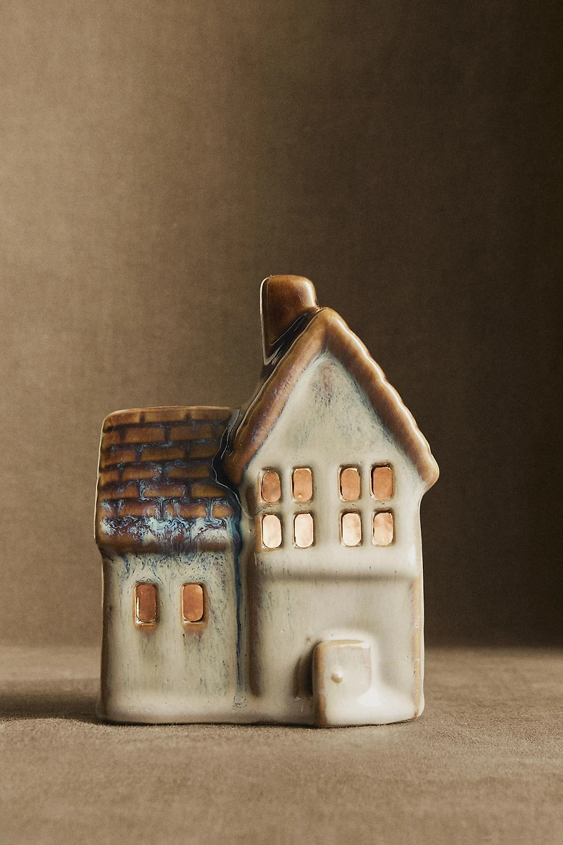 LIGHT-UP PORCELAIN HOUSE CHRISTMAS ORNAMENT