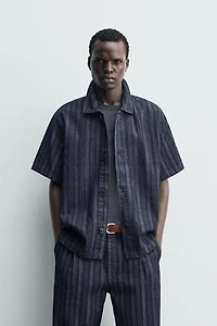 RELAXED FIT STRIPED JACQUARD SHIRT