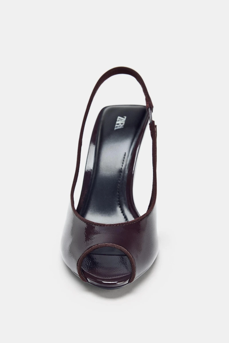 HEELED PATENT FINISH SANDALS