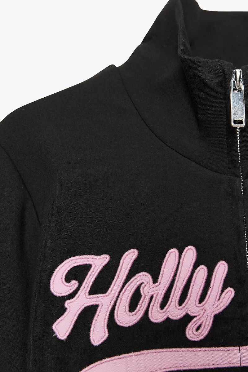 TEXT ZIP-UP SWEATSHIRT