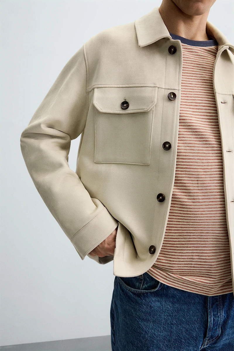 FAUX SUEDE OVERSHIRT