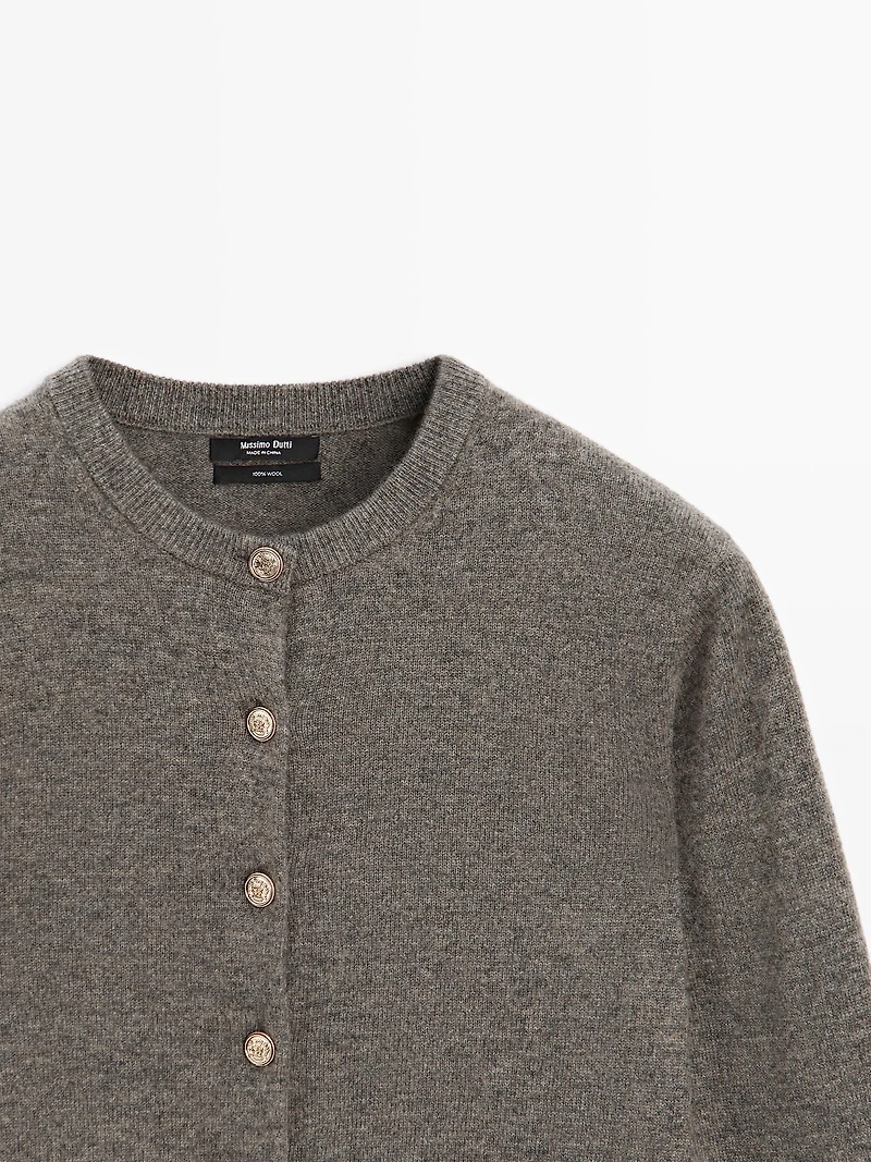 100% wool cardigan with gold buttons