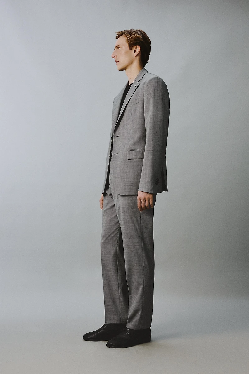 PLAID WOOL BLEND SUIT PANTS