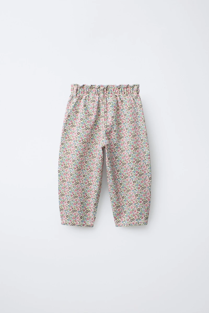 FLORAL BAGGY TWILL PANTS