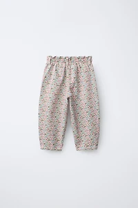 FLORAL BAGGY TWILL PANTS