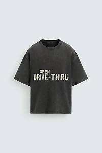WASHED SWEATSHIRT WITH GRAPHIC PRINTS