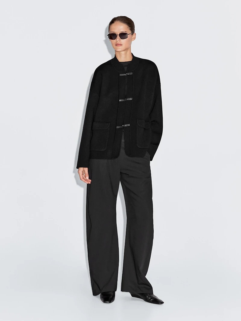 Veste en maille à col mao mélange de laine