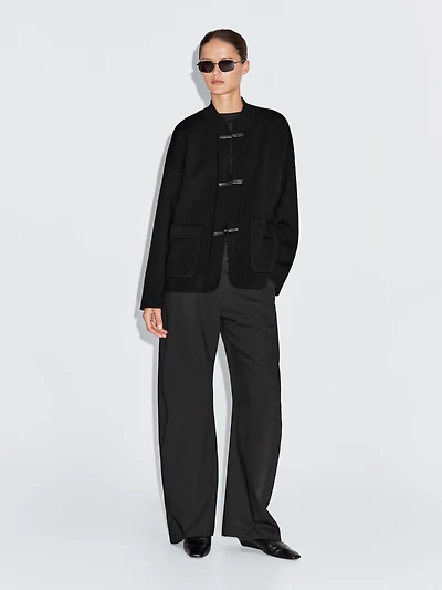 Veste en maille à col mao mélange de laine