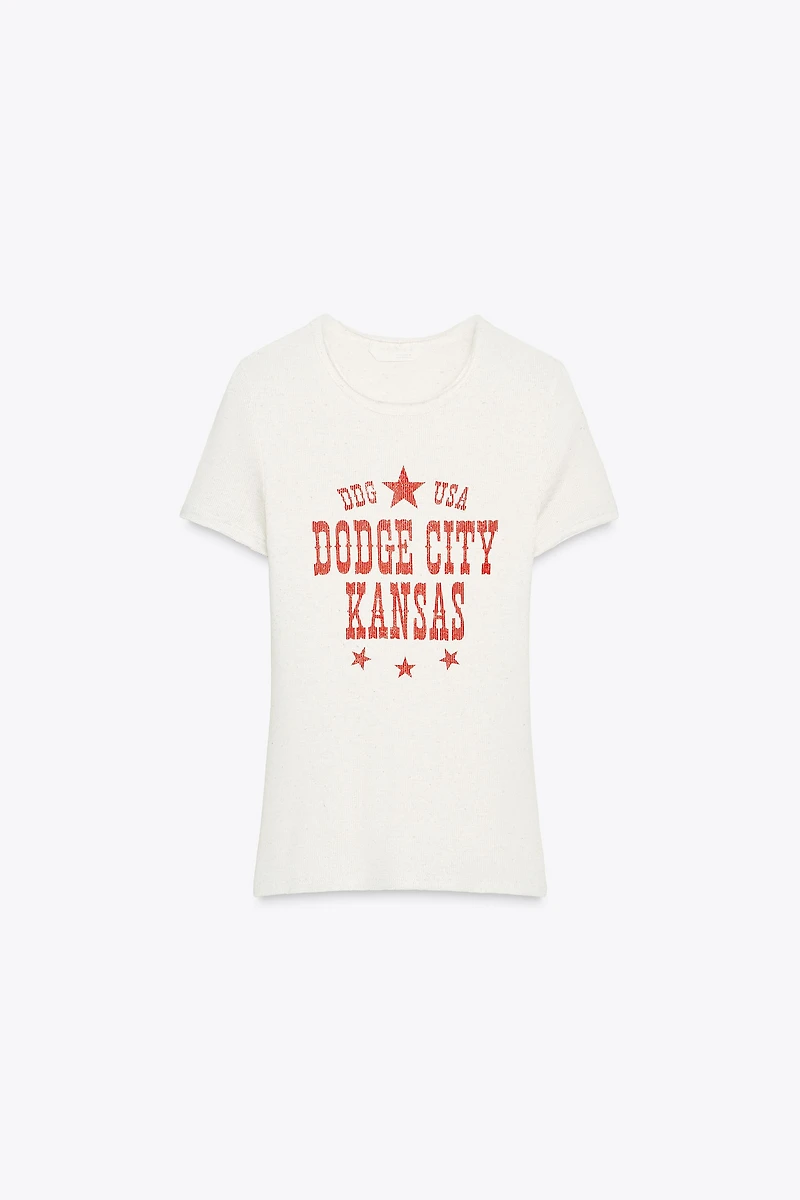 RIBBED TEXT T-SHIRT
