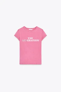 WASHED EFFECT RHINESTONE T-SHIRT