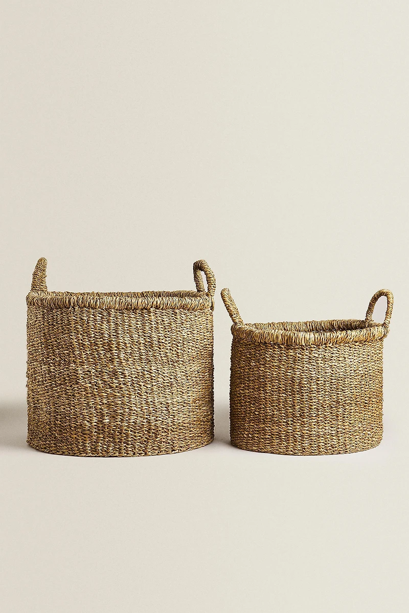 LARGE SEAGRASS BASKET WITH HANDLES