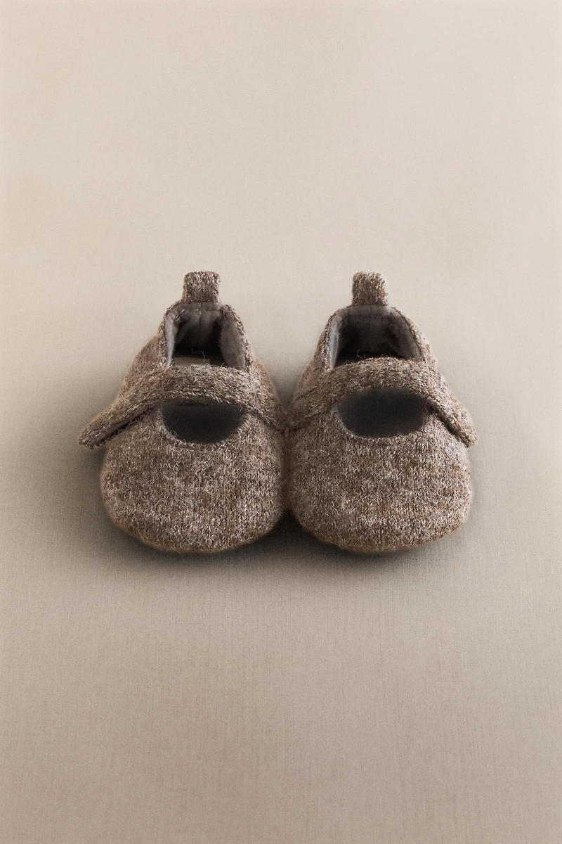 WOOL EFFECT BALLERINA SLIPPERS