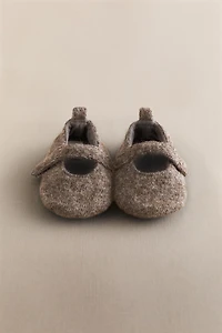 WOOL EFFECT BALLERINA SLIPPERS