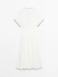 Contrast pleated long dress