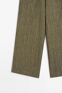 Pantalon avec ceinture large total look lin