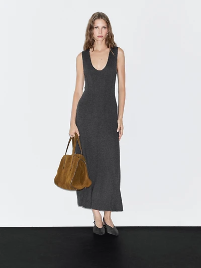 Long A-line knit dress