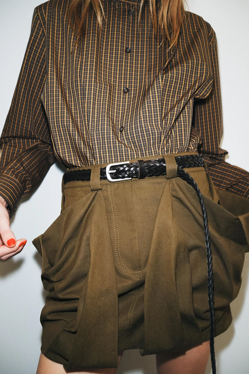 PLAID COTTON SHIRT WITH TIE ZW COLLECTION