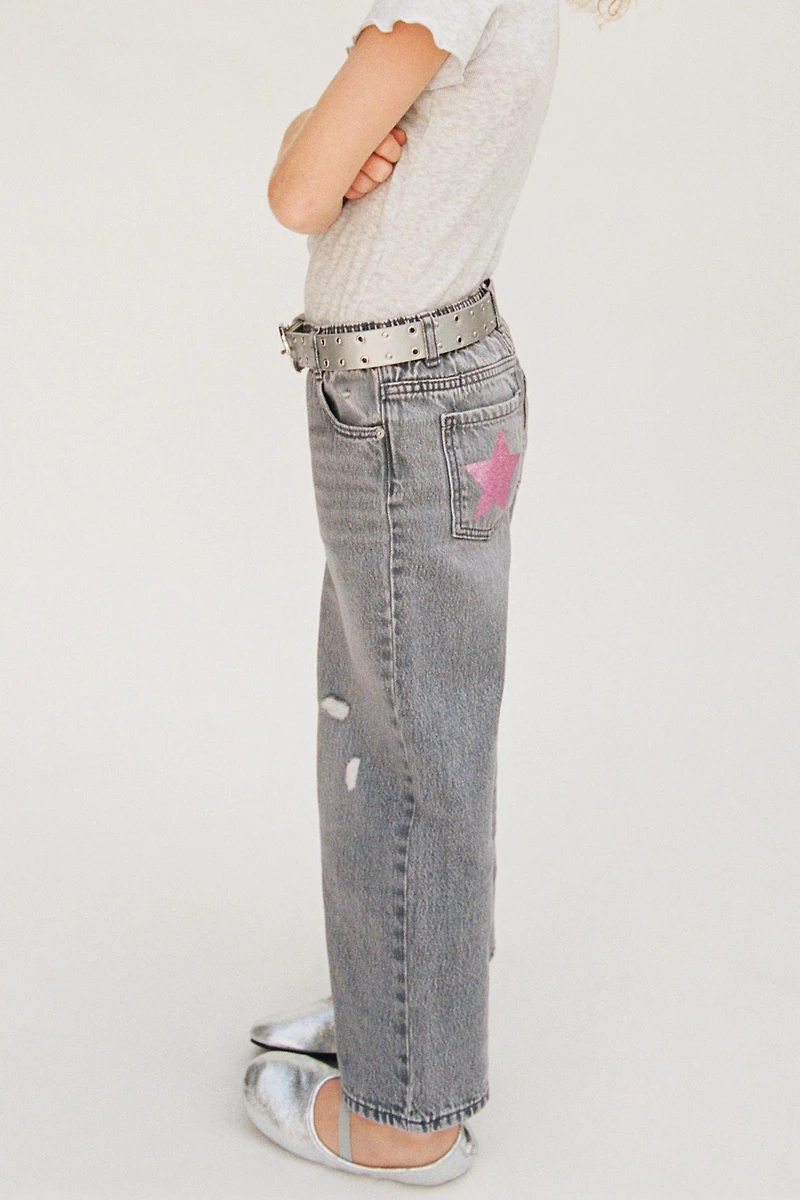 STAR AND HEART WIDE LEG JEANS