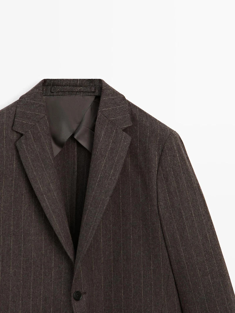 Striped wool blend suit blazer