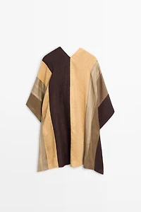 Flowing striped linen blend cape