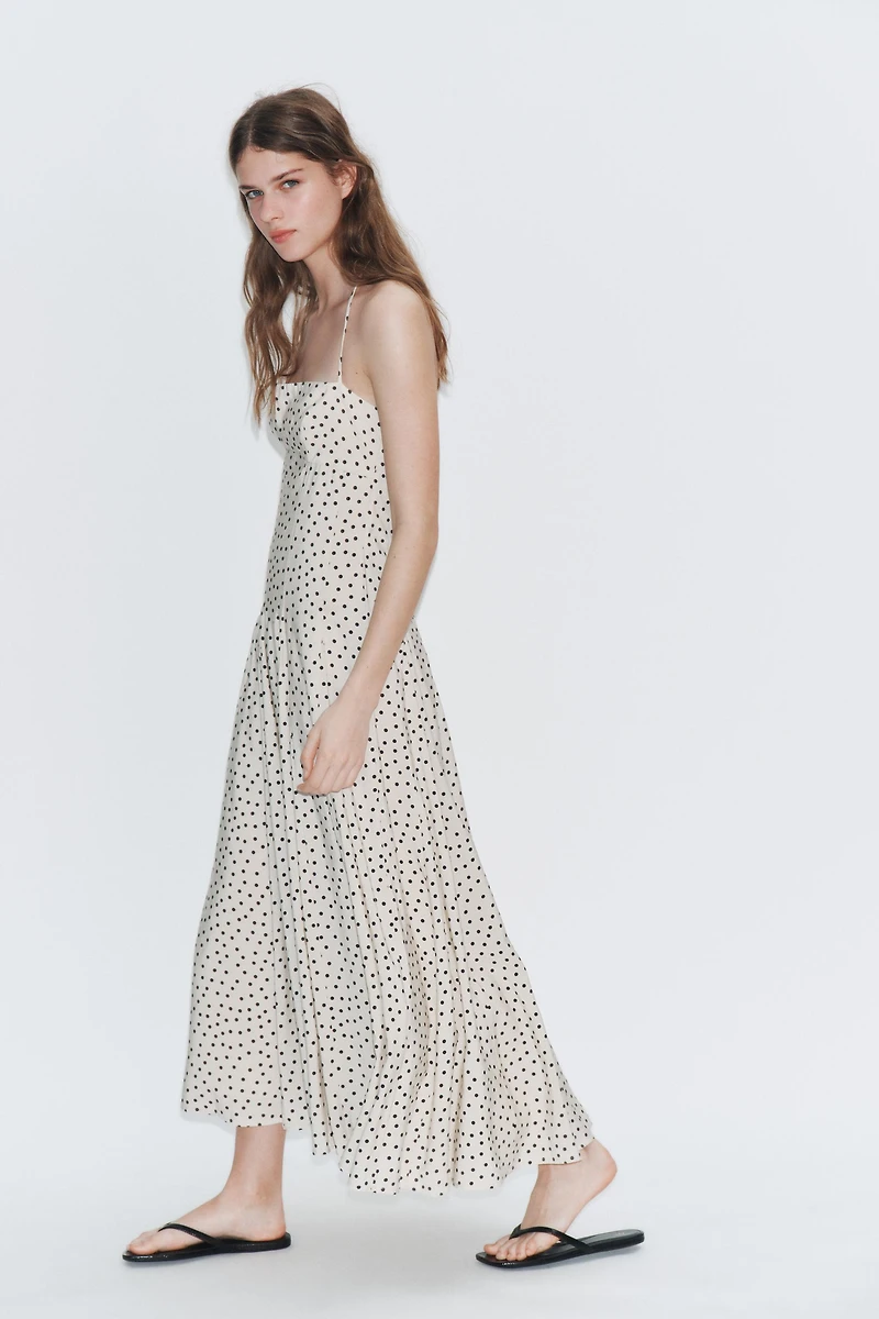 POLKA DOT VOLUME HALTER MIDI DRESS