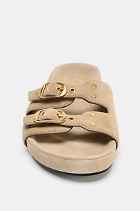 SANDALES EN DAIM À BOUCLES