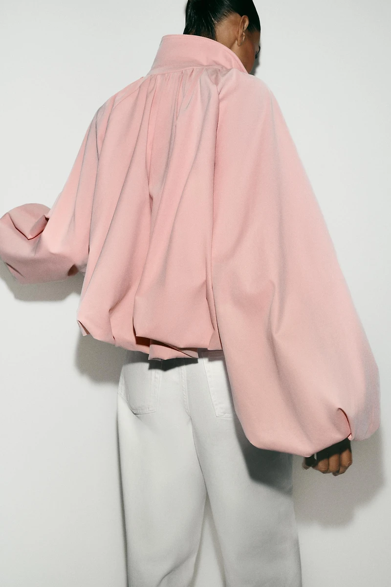 PUFF SLEEVE BOMBER JACKET