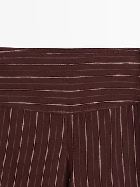 Pantalon large lin taille haute