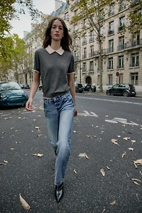 SHORT SLEEVE LACE POLO SHIRT