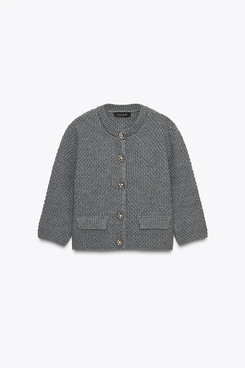 JEWEL BUTTON KNIT CARDIGAN