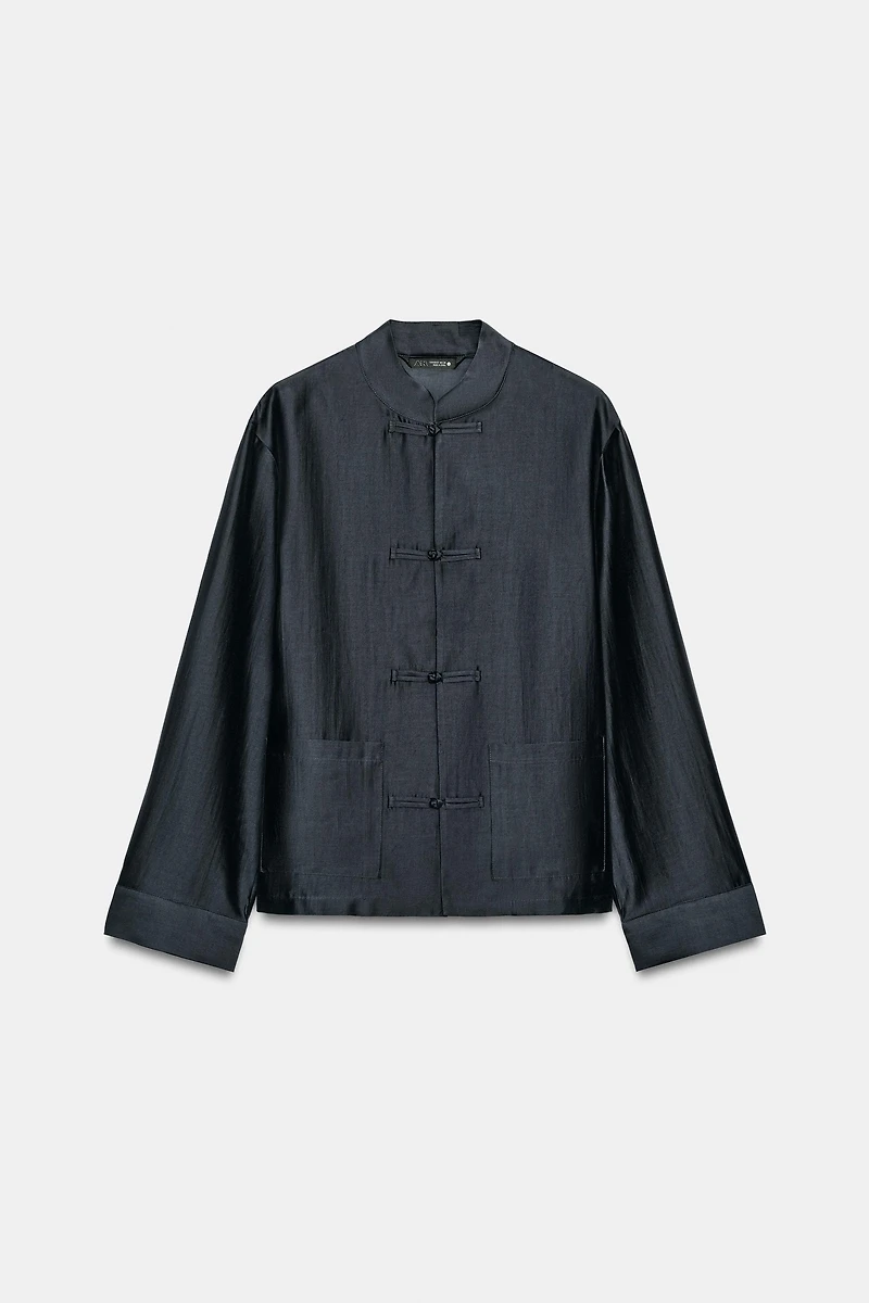 SATIN EFFECT FROG CLASP SHIRT ZW COLLECTION