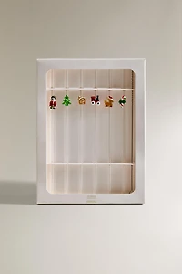 SET OF GLASS STRAWS WITH CHRISTMAS FIGURES (SET OF 6)