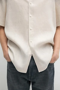 Regular fit 100% linen short sleeve shirt