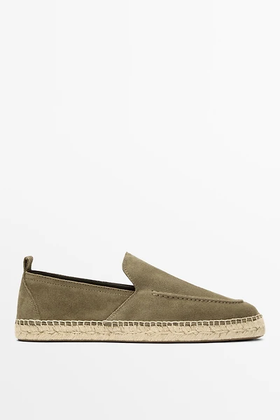 Leather espadrilles with moc toe