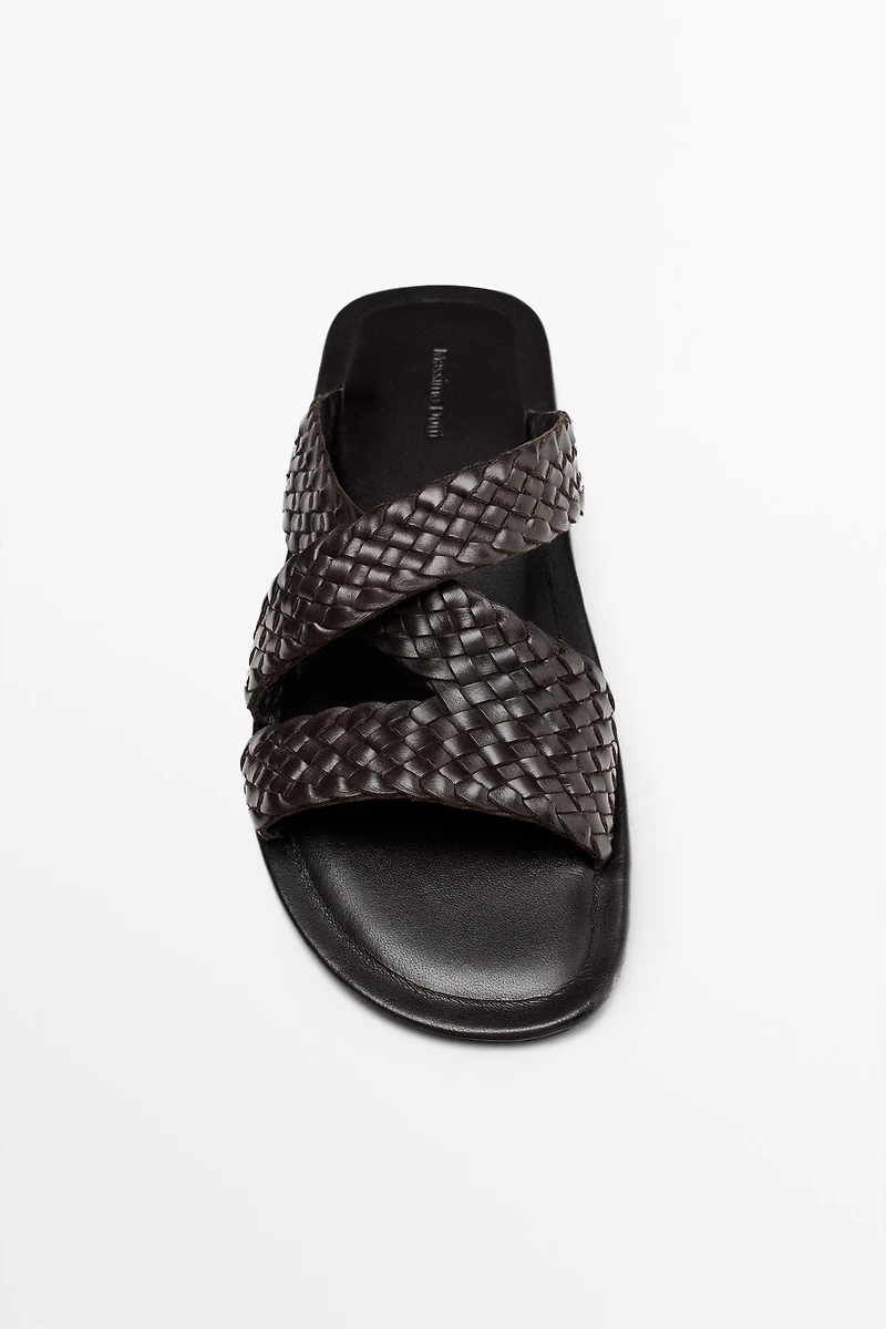 Braided leather sandals