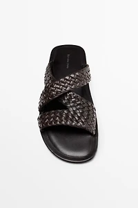 Braided leather sandals