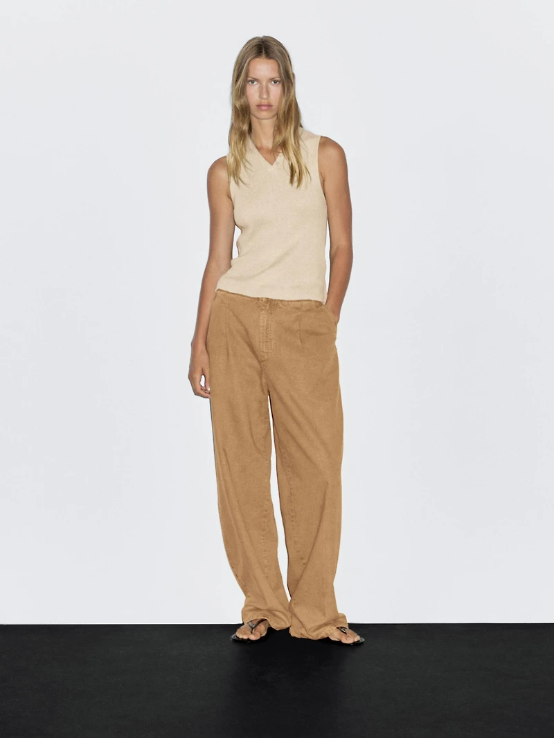 Relaxed fit high-waist trousers