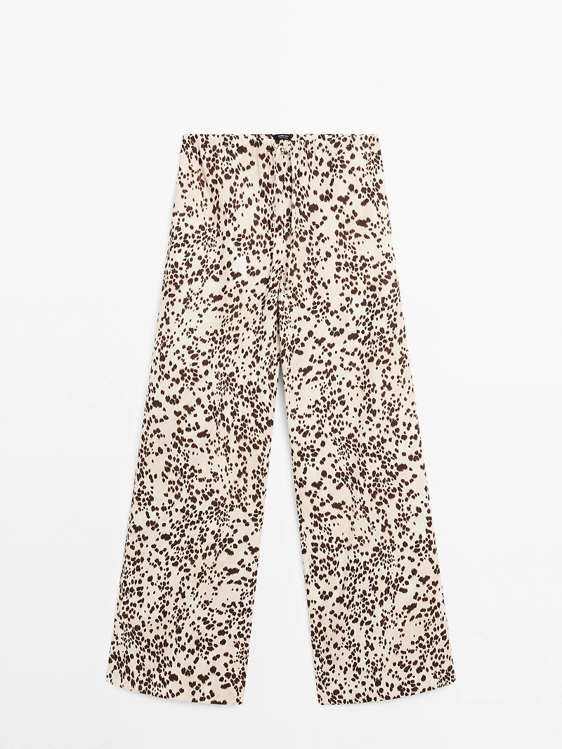 Animal print straight-leg trousers