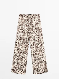 Animal print straight-leg trousers