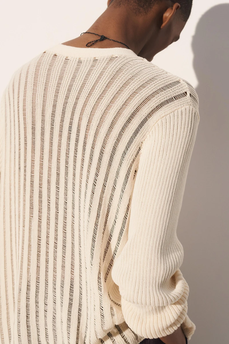OPENWORK TEXTURED CARDIGAN