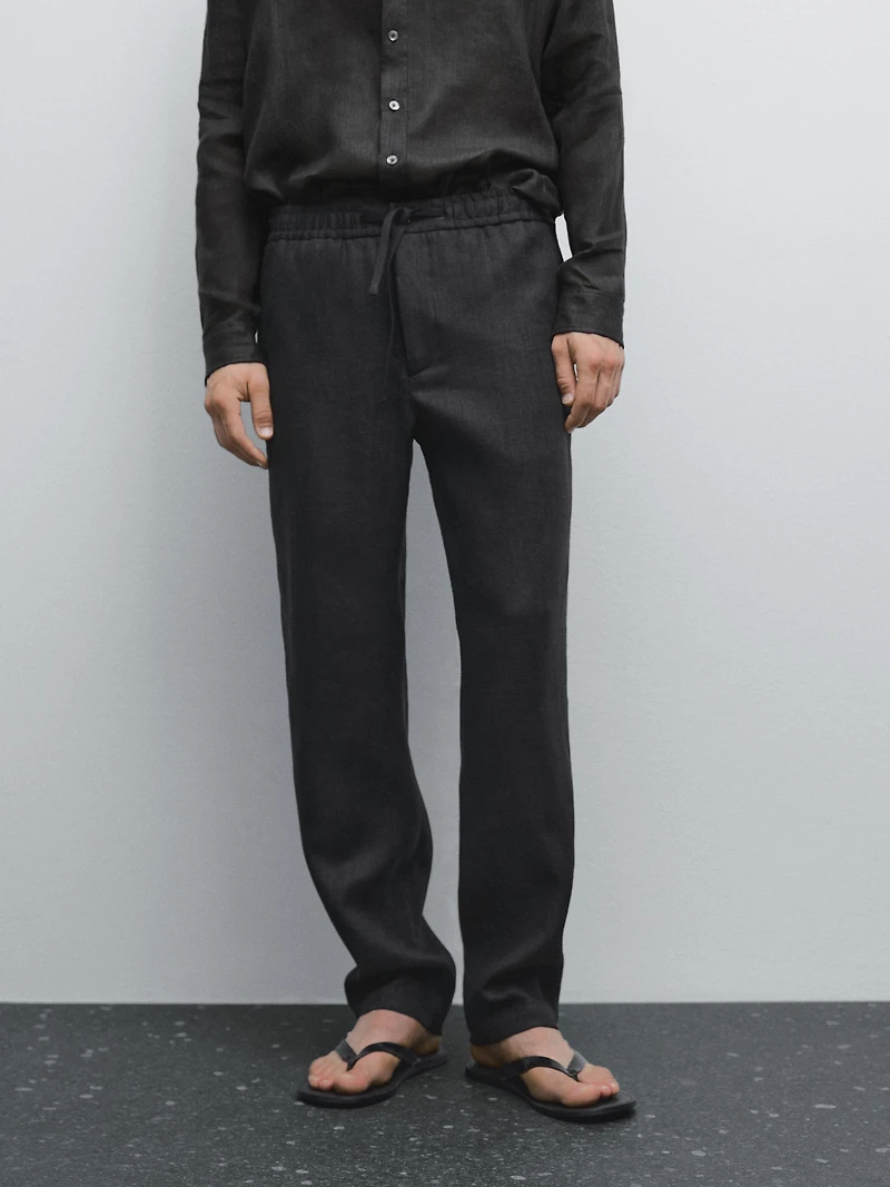 Linen jogger fit trousers