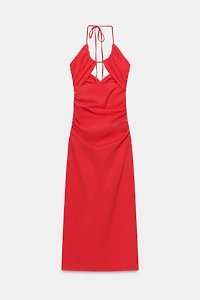 DRAPED CUT-OUT TUBE MIDI DRESS