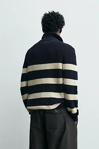 QUARTER-ZIP PURL KNIT SWEATER